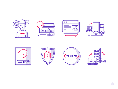 128x128px Icons icon illustration php pro server shield time truck user website