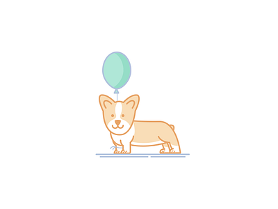 Dog baloon corgi dog illustration