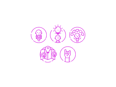 Icons bulb evelope hand heart icons illustration lineart love