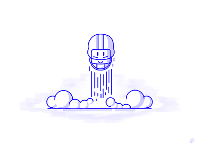 Rocket Head american cloud football illustration lineart rocket