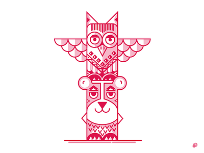 Owl Totem art bear fun illustration line owl totem