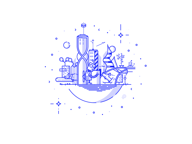Robot City future dog robot lineart illustration