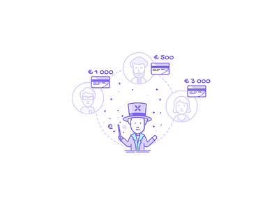 Made for teams cards credit icon illustration lineart wizard