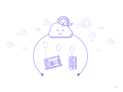 All in Cloud baloon cloud icon illustration lineart lion mobile safe web