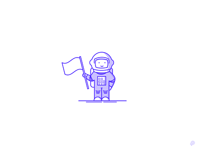 Astronaut astronaut flag illustration lineart lines monocgrome space