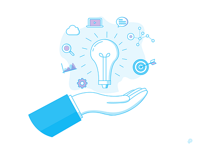 Hand Idea bulb cloud creativity hand illustration lineart marketing monochrome target