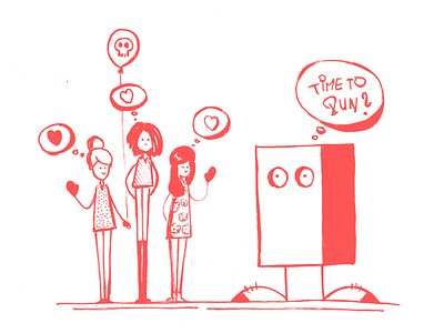 Mr. BOX - Question fun girls hearth illustration run sketch