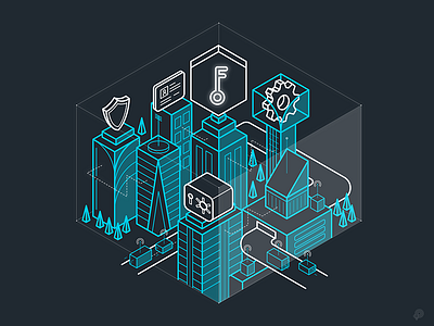 City city icon illustration isometric lines