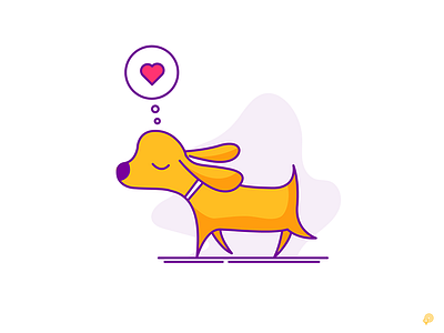 Dog in love dog dream icon illustration line lineart love