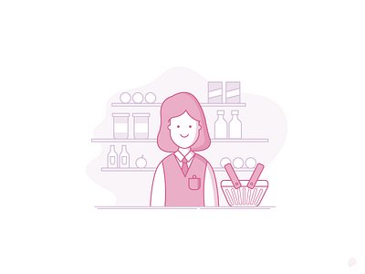 Saleswoman 2d character design girl icon illustration line lineart lines monochrome saleswoman