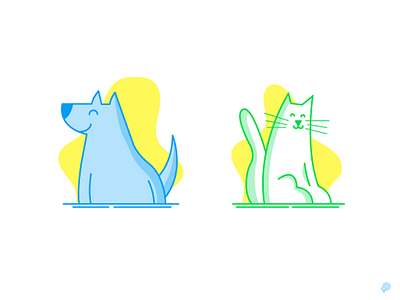 Characters 2d cat dog icon icons illustration line lineart lines monochrome