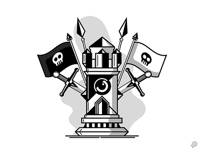 Chess Tower 2d chess design icon icons illustration line lineart lines monochrome pirate tower vector