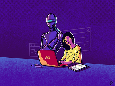 AI artificialintelligence boy design handdraw icon icons illustration robot