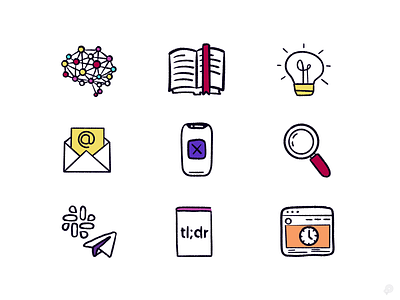 icons 2d app artificial intelligence book branding design handdraw icon icons idea illustration lineart lines monochrome slack tldr web