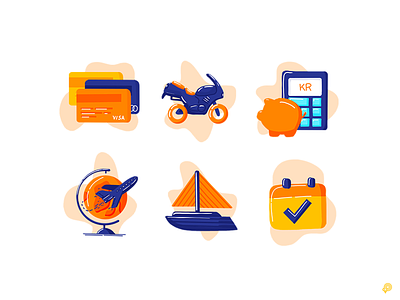 Bank icons 2d bank bank card boat design icon illustration money procreate save travel