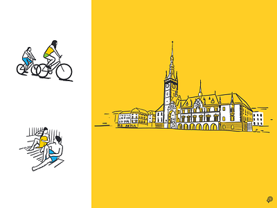 Olomouc art bicycle design girl icon icons illustration line lineart lines monochrome olomouc tower townsquare website illustration wellness