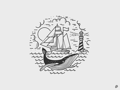Whale design icon icons illustration line lineart linen lines monochrome ocean ship travel vector whale