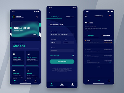 Money loan app user interface (dark mode) design fintech mobile design ui uiux user interface ux