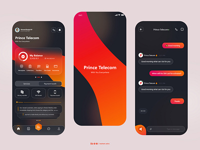 PrinceTelecom UI app design mobile phone services ui ux