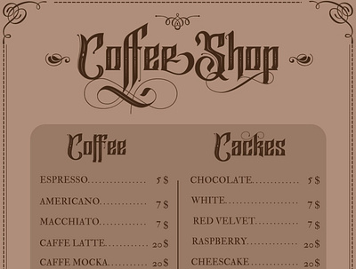 Vintage Menu Price List Template branding coffee shop design diner graphic design menu menu template old price list price list template retro template typography vintage