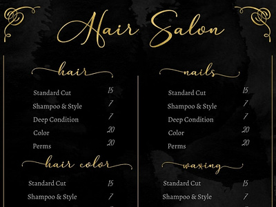 Hair Salon Price List Template by Tania D'Agostino on Dribbble