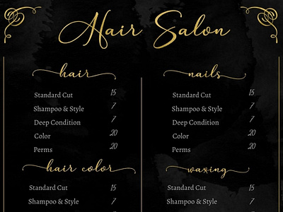 Hair Salon Price List Template