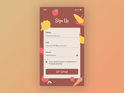 Daily UI #1 - Recipe App Sign Up dailyui dailyuichallenge design ui ux webdesign