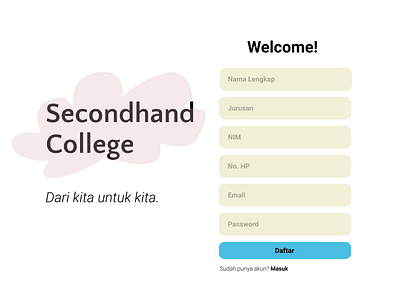 Secondhand College - Sign In website ui minimalism college