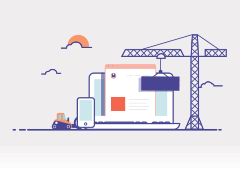 UI Build Dribbble animation bulldozer construction crane