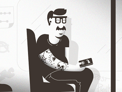 Post Punk cats dad father illustration mustache public punk spectacles subway tattoo transit