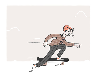Hold up... brown flannel glasses illustration skateboard