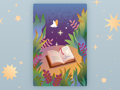Illustration for OH cards about knowledge adobe illustrator art assosiative butterfly colorful design fairy fantasy worlds gradients illustration illustrator knowledge magic metaphorical carsd oh cards open book psychology reading trendy vector