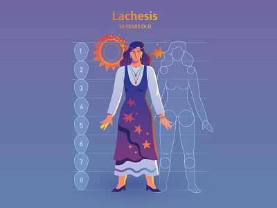 Lachesis | Tha Fates | Character design adobe illustrator art character design design dress freelance illustrator gradients illustration illustrator mythology person vector woman