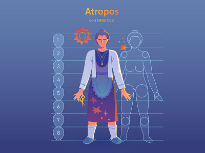 Atropos | Tha Fates | Character design adobe illustrator art character design freelance illustrator gradients illustration illustrator person stars vector woman