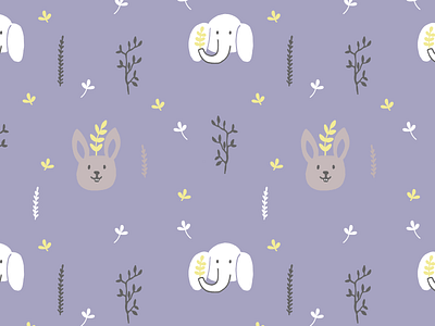 Bunny and elephant Illustration Pattern