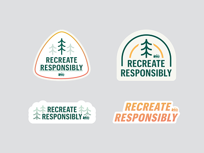 REI Stickers: Recreate Responsibly badge giphy outside pine tree stickers