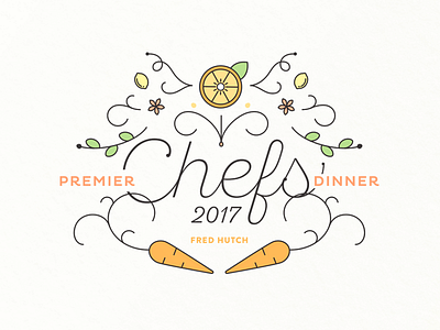 Premier Chefs Dinner Logo branding campaign carrots curls dinner evening event formal fruit fundraiser orange