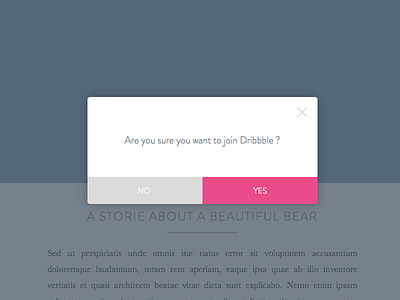 First Dribbble popup