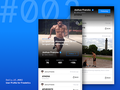 Daily UI Challenge #002 — User Profile for Freeletics
