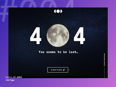 Daily UI Challenge #004 — 404 Page 404 daily ui digital download earth free freebie interface lost moon sketch