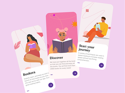 Onboarding Screens for a Book App book bookapp bookscreen designing onboarding ux vector