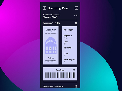 Boarding Pass airway app boarding pass design ui ux