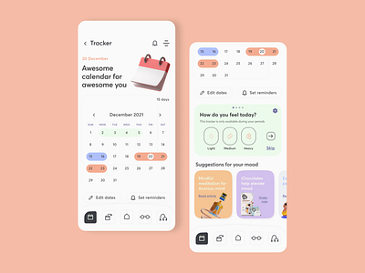 Tracker Screen app design health period ui ux