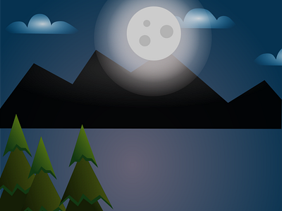 Night clouds illustration moon nature night trees