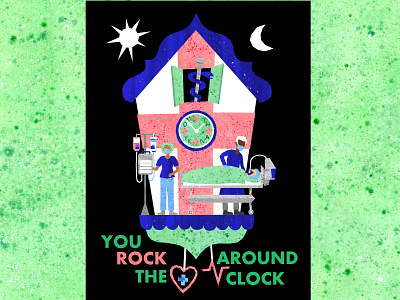 You ROCK Around the Clock! corona coronavirus cuckoo clock doctors healthcare hospitals illustration illustration art illustration design illustrations medical care medicine nhs nurses