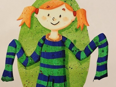 Emerald Green childrens illustration girl kids