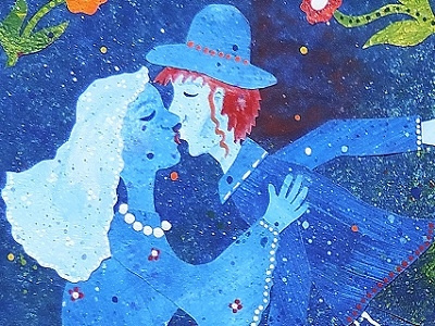 Fiddler on the Roof - detail illustration jewish kiss kissing love wedding