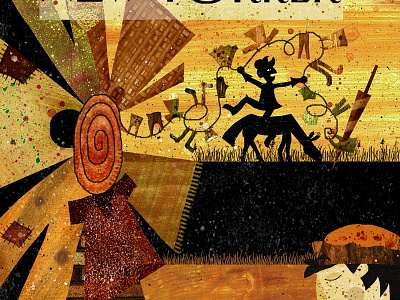 Don Quichotte's Antics cervantes don quixote illustration laundry rosinante sancho pansa spain spanish windmill