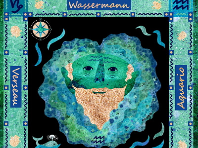 Horoscope: Aquarius aquarius blue collage green turquoise horoscope illustration water whale zodiac