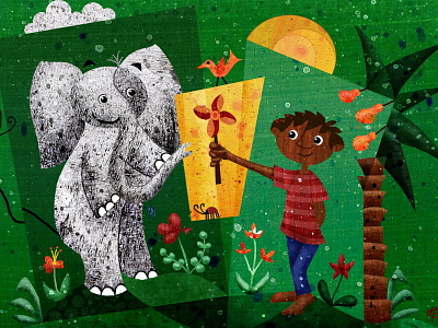 Sneeze, Please! boy childrens book elephant illustration picture book windmill
